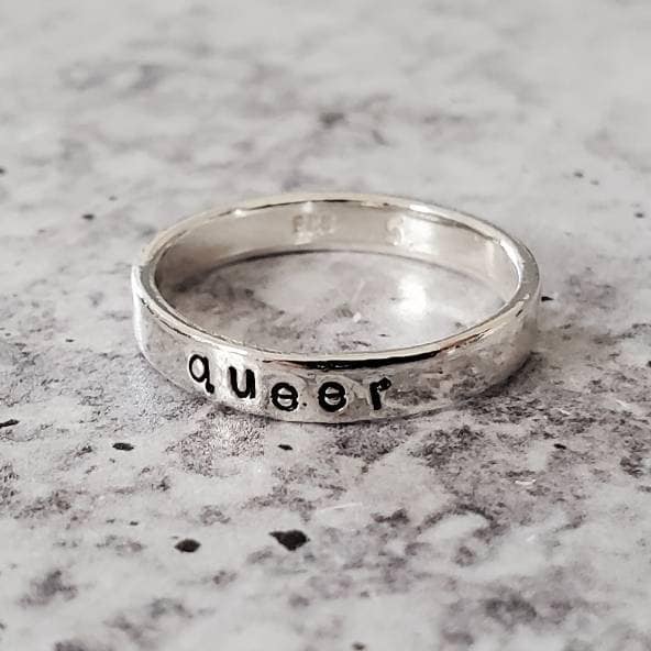 QUEER Sterling or Gold Filled Skinny Band Ring Salt and Sparkle