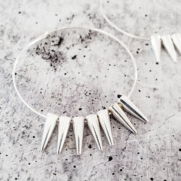 Silver Spike Beaded Hoops Salt and Sparkle