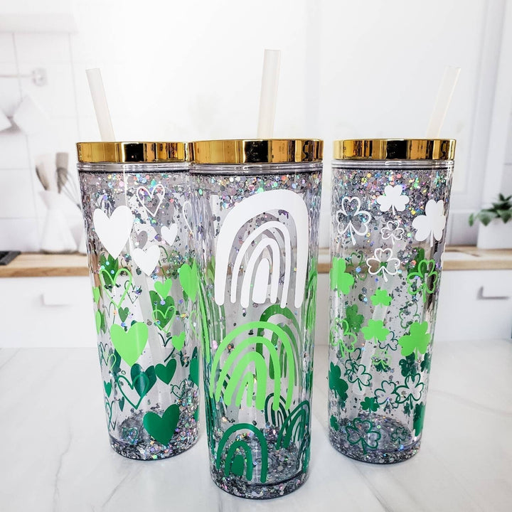 St. Patrick's Day Glitter Snowglobe Tumbler Salt and Sparkle