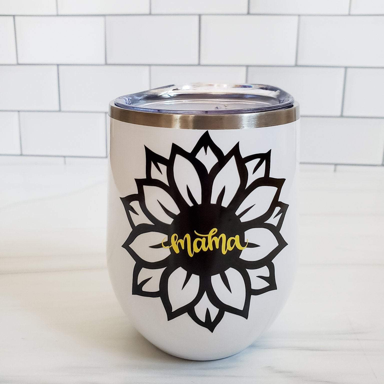 Sunflower Mama Outdoor Insulated Wine Tumbler Salt and Sparkle