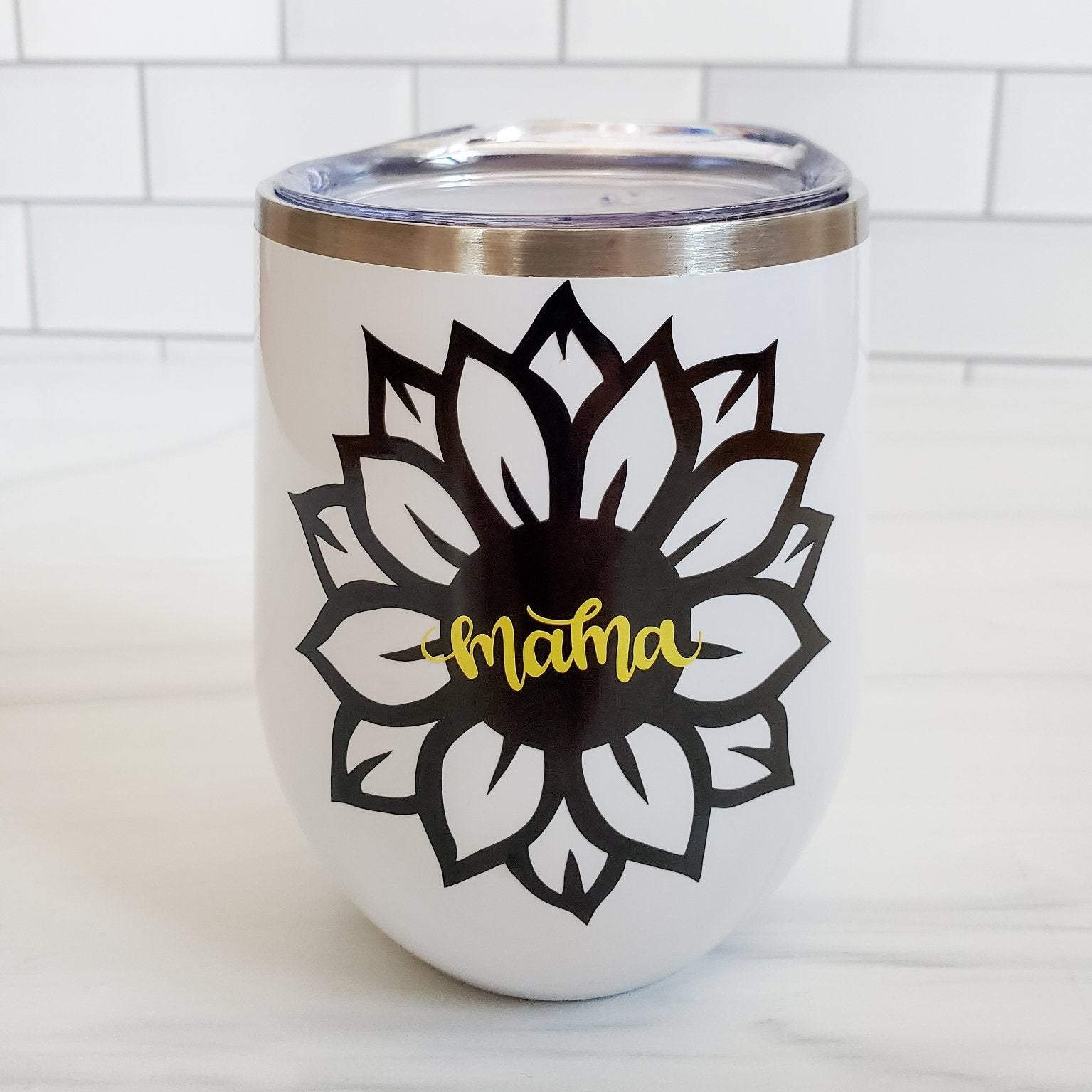 Sunflower Mama Outdoor Insulated Wine Tumbler Salt and Sparkle