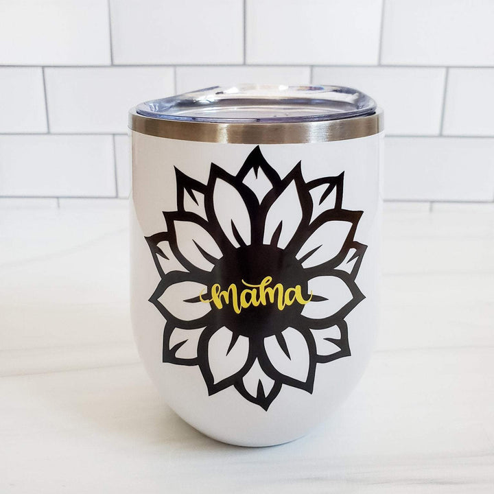 Sunflower Mama Outdoor Insulated Wine Tumbler Salt and Sparkle