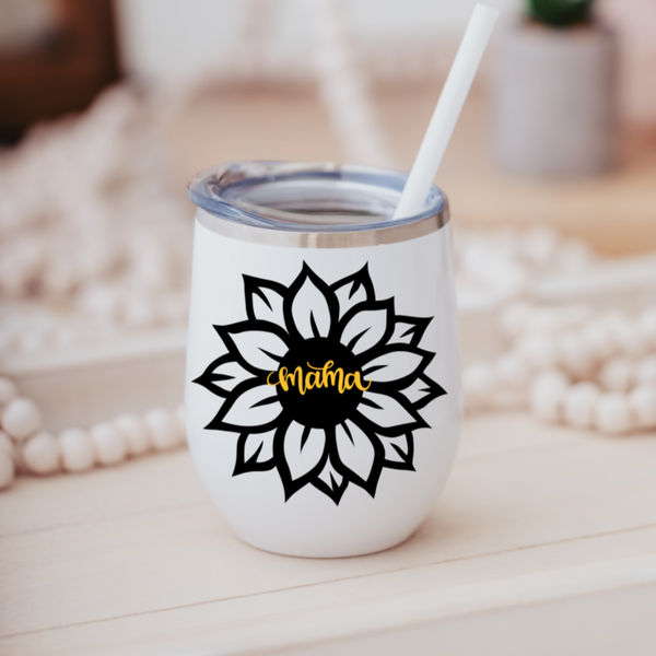 Sunflower Mama Outdoor Insulated Wine Tumbler Salt and Sparkle