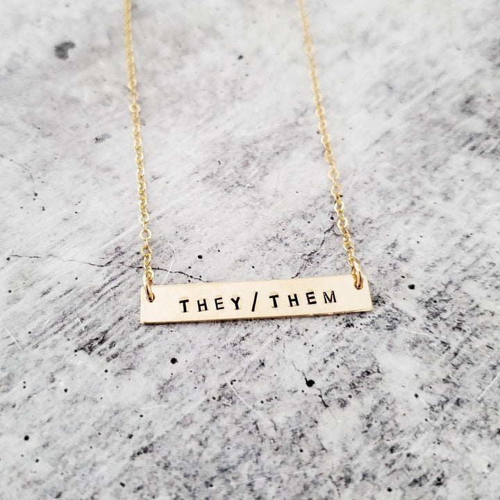 Pronoun Classic Bar Necklace Salt and Sparkle