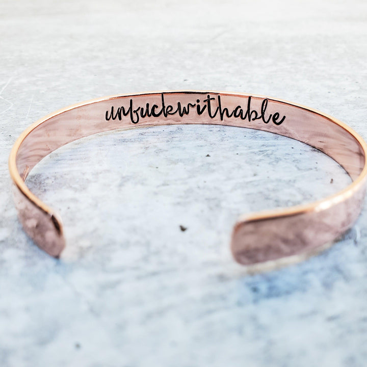 Unfuckwithable Hidden Message Cuff Bracelet Salt and Sparkle