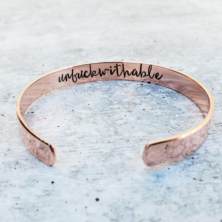 Unfuckwithable Hidden Message Cuff Bracelet Salt and Sparkle