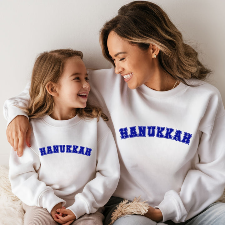 Hanukkah Gender Neutral Round Neck Varsity Sweatshirt Salt and Sparkle