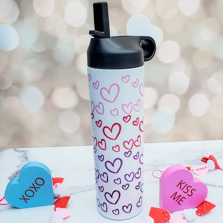 Valentine's Day Heart Ombre 20oz Water Bottle Salt and Sparkle