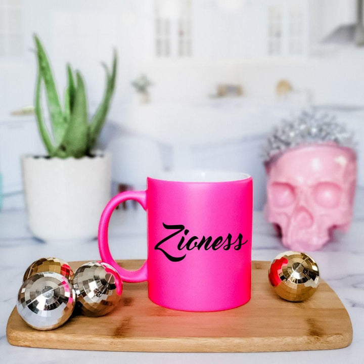 Zioness Hot Pink Jewish Coffee Mug Salt and Sparkle