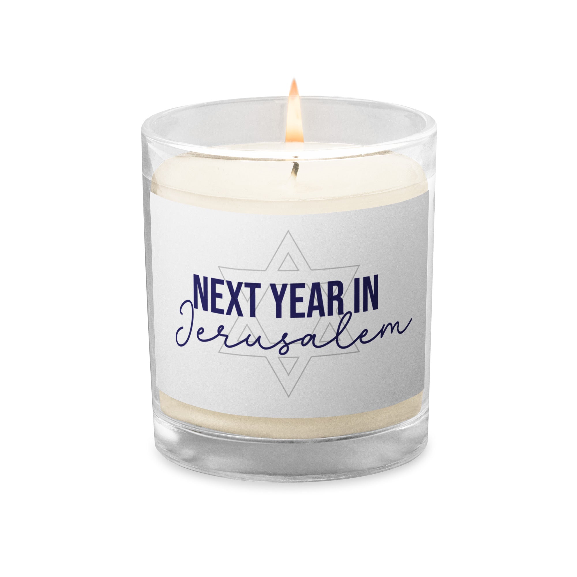 Next Year in Jerusalem Passover Glass jar soy wax candle Salt and Sparkle