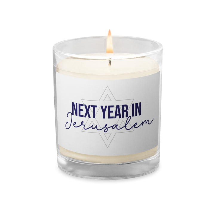 Next Year in Jerusalem Passover Glass jar soy wax candle Salt and Sparkle