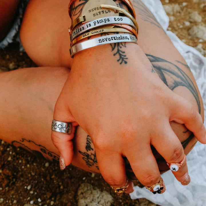 BADASS Silver Ring  - Custom Sterling Silver Name Ring Salt and Sparkle