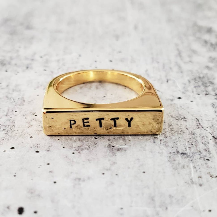 PETTY Gold Plated Flat Top Ring Salt and Sparkle