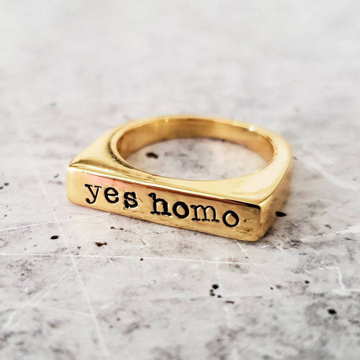 Yes Homo Gold Pride Ring Salt and Sparkle