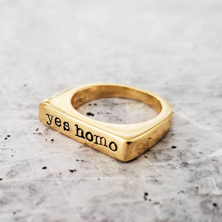 Yes Homo Gold Pride Ring Salt and Sparkle