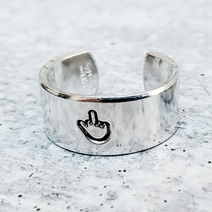 Middle Finger Wide Band Ring Salt and Sparkle