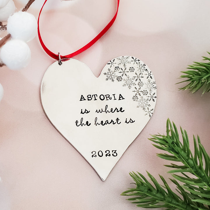 Home is where the Heart is Custom Christmas Ornament Salt and Sparkle