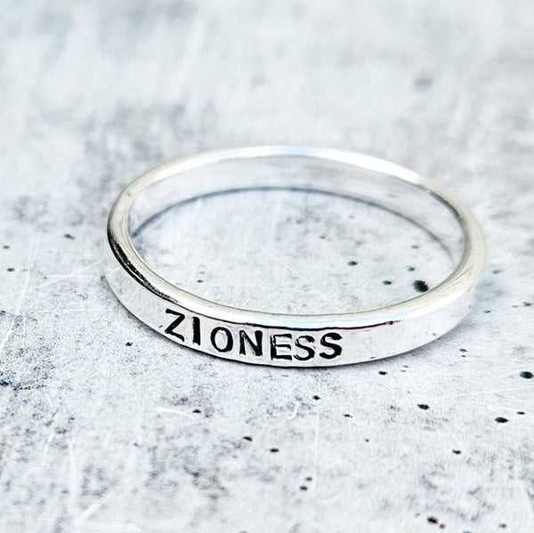 Zioness Sterling Silver Band Ring | Gold Jewish Pride Jewelry for Her Salt and Sparkle