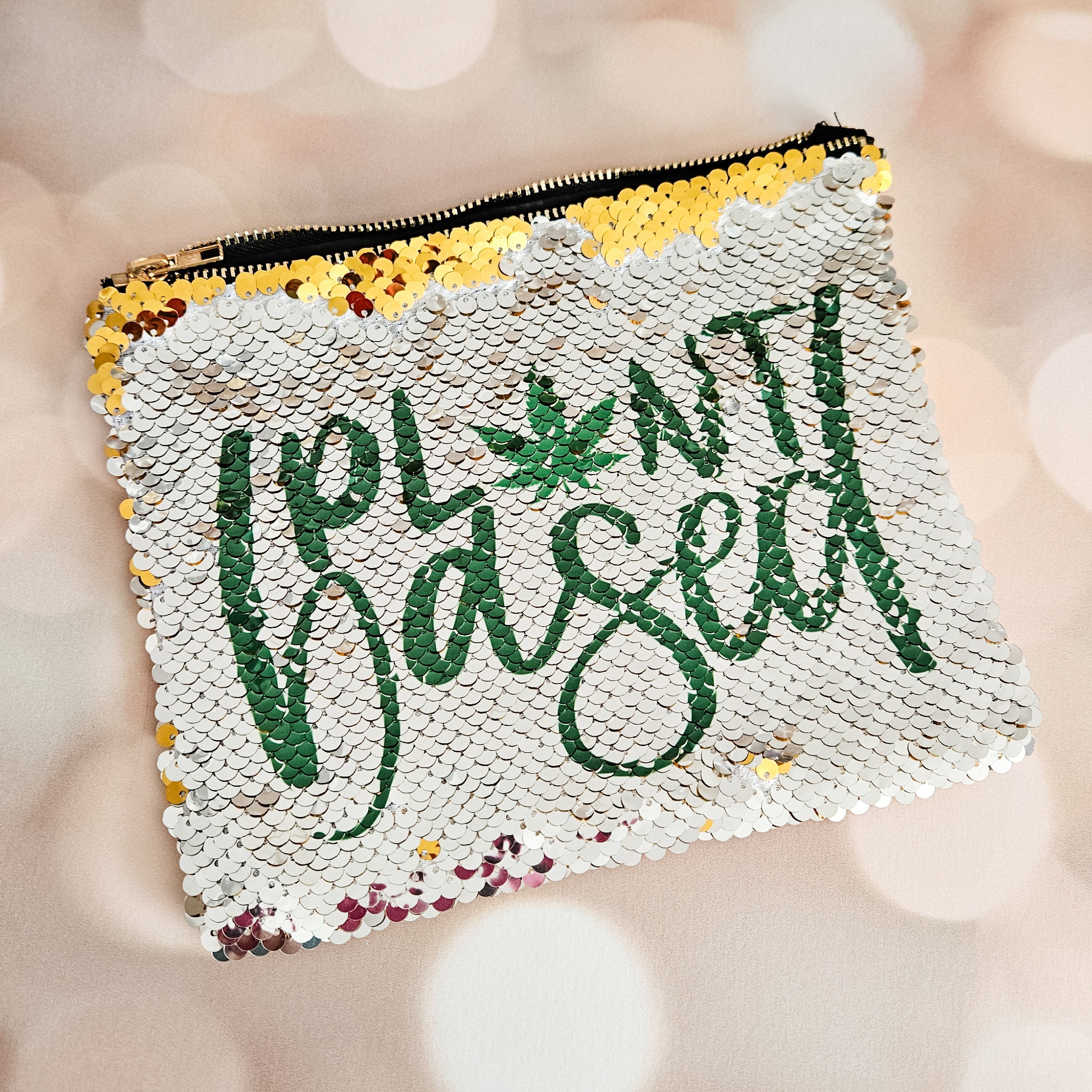 Plant Based 420 Sequin Cosmetic Case - Funny Weed Storage Pouch for Vegan Friend Salt and Sparkle