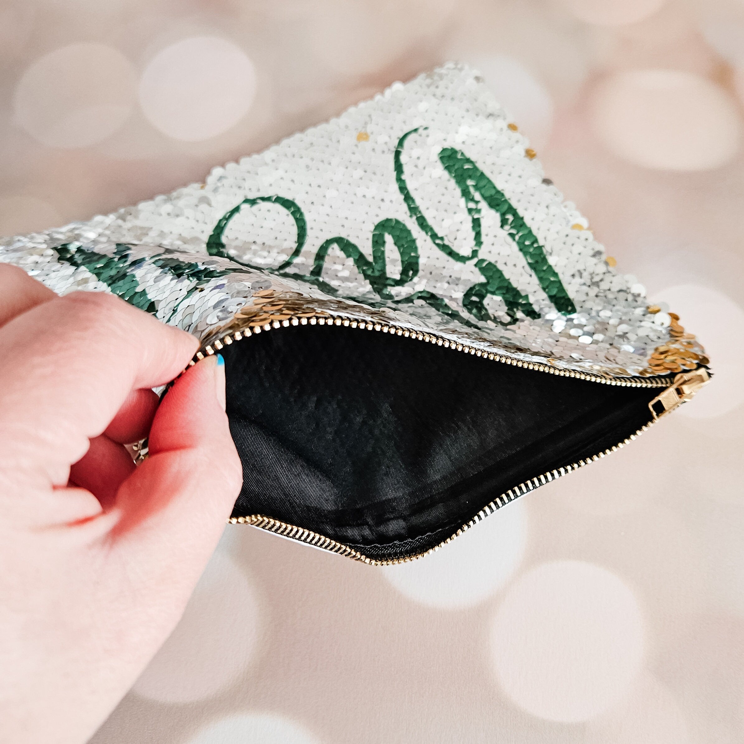 Plant Based 420 Sequin Cosmetic Case - Funny Weed Storage Pouch for Vegan Friend Salt and Sparkle