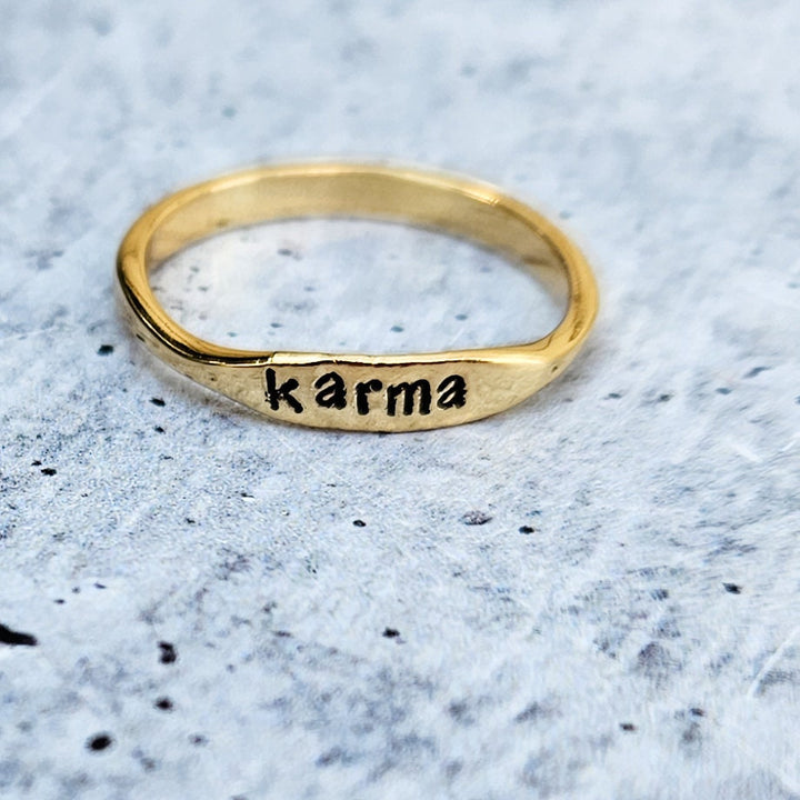 KARMA Dainty Gold  or Silver Ring Salt and Sparkle