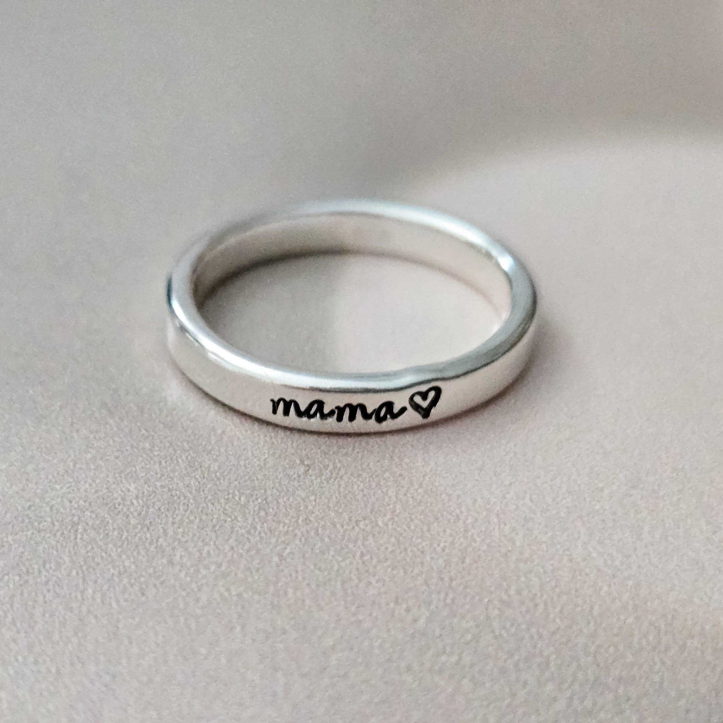 Mama Silver Stacking Ring - Personalized Silver Name Ring For Mom Salt and Sparkle