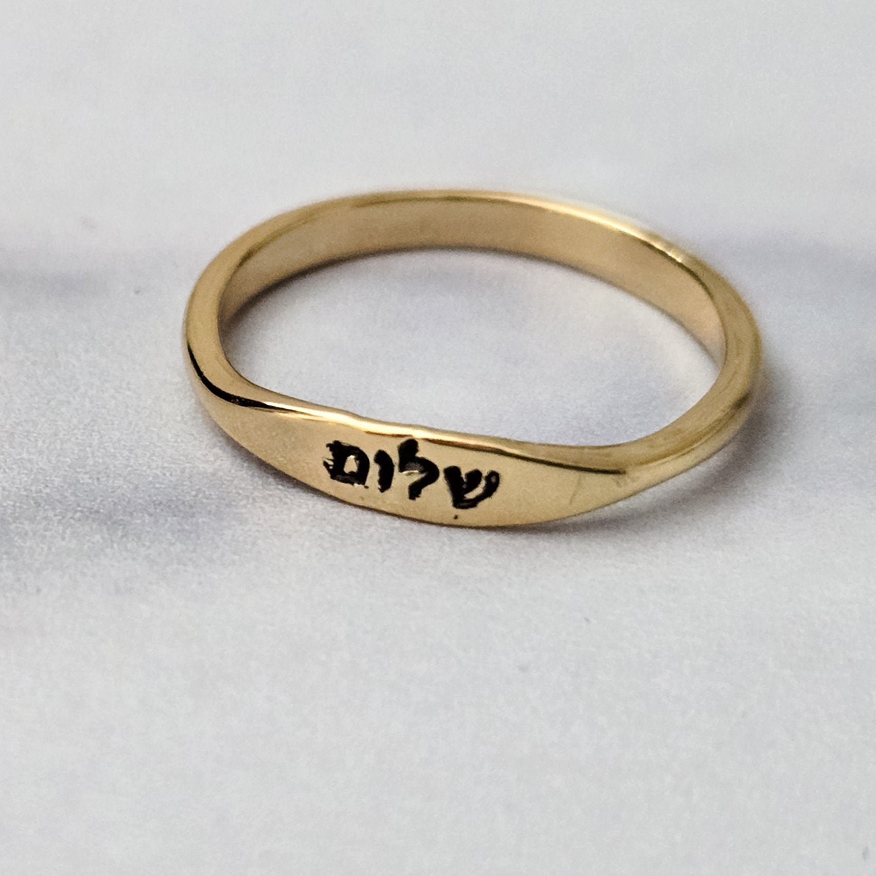 Shalom Dainty Gold Plated Band Ring Salt and Sparkle