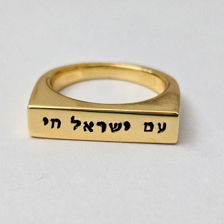 Am Yisrael Chai Flat Top Ring Salt and Sparkle