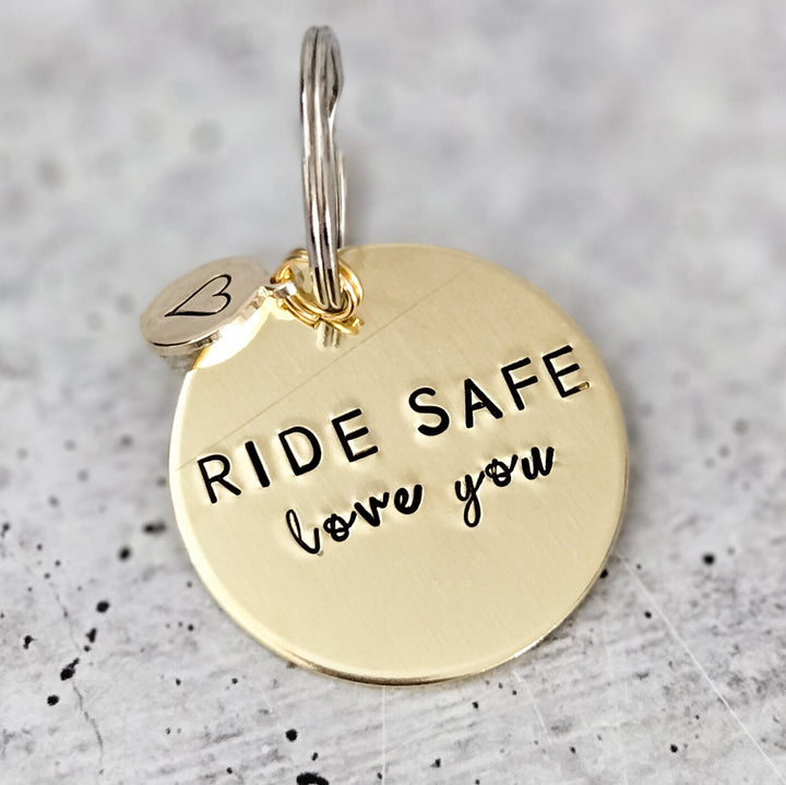 Ride Safe Love You Keychain - Gift for Motorcycle Husband from Wife Salt and Sparkle