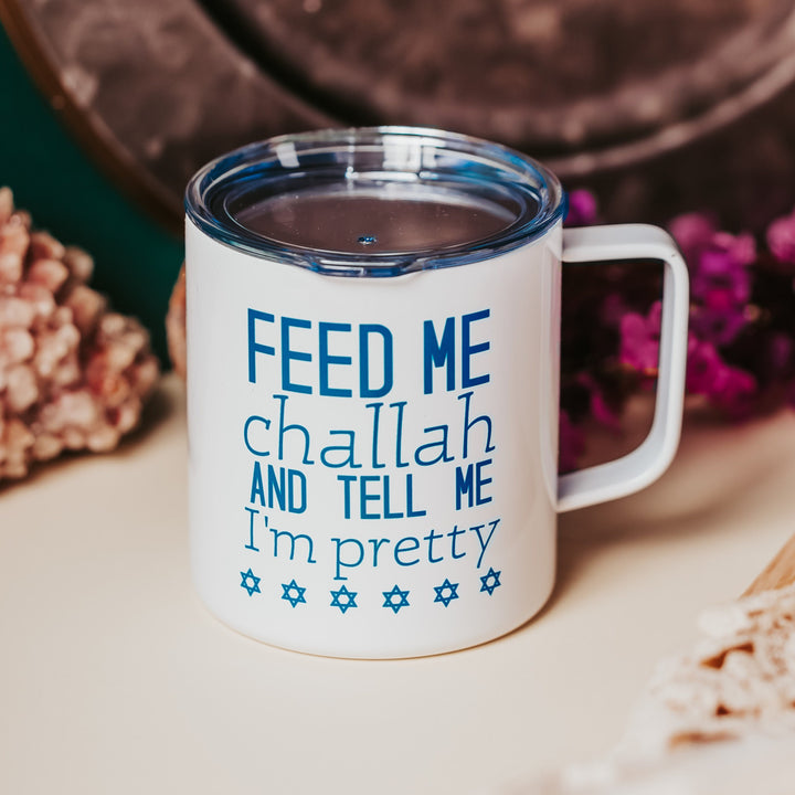 Feed Me Challah Rosh Hashana Mug, Funny Jewish Coffee Cup for Shabbat, Jewish Humor Holiday Gift for Work, Jewish Decor for High Holidays Salt and Sparkle