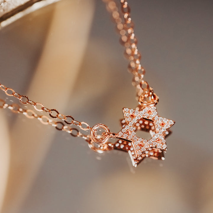 Star of David Crystal Necklace | Dainty Magen David Pendant for Her Salt and Sparkle