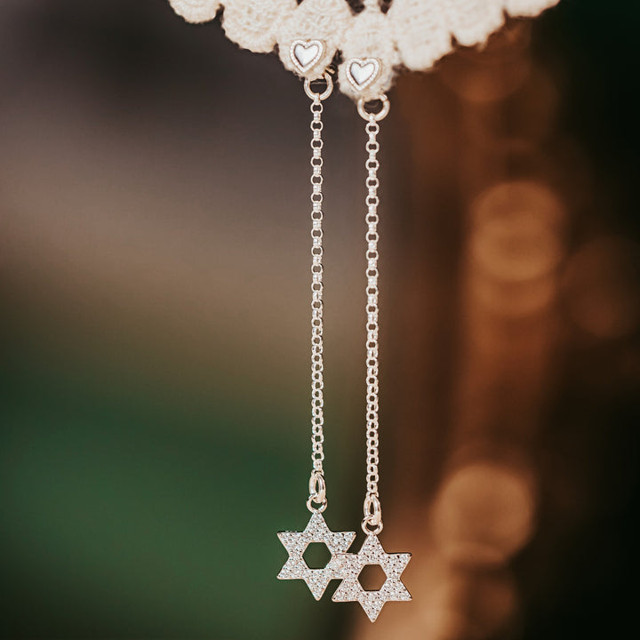 Star of David Crystal Earrings | Magen David Statement Dangle Earrings Salt and Sparkle