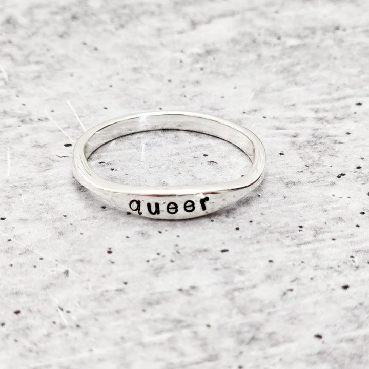 QUEER Dainty Gold Plated or Sterling Silver Ring Salt and Sparkle