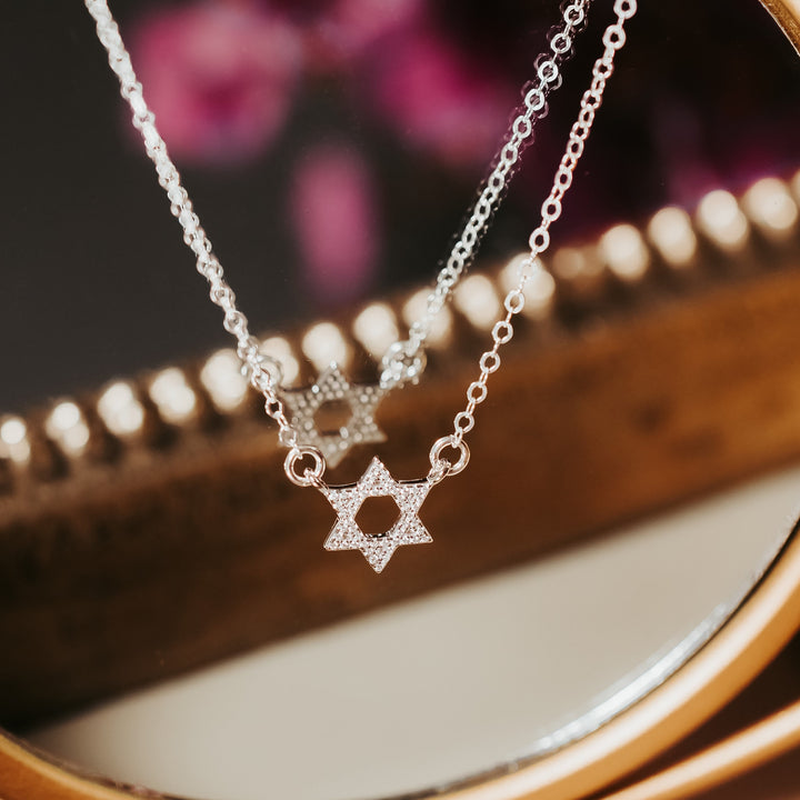 Star of David Crystal Necklace | Dainty Magen David Pendant for Her Salt and Sparkle