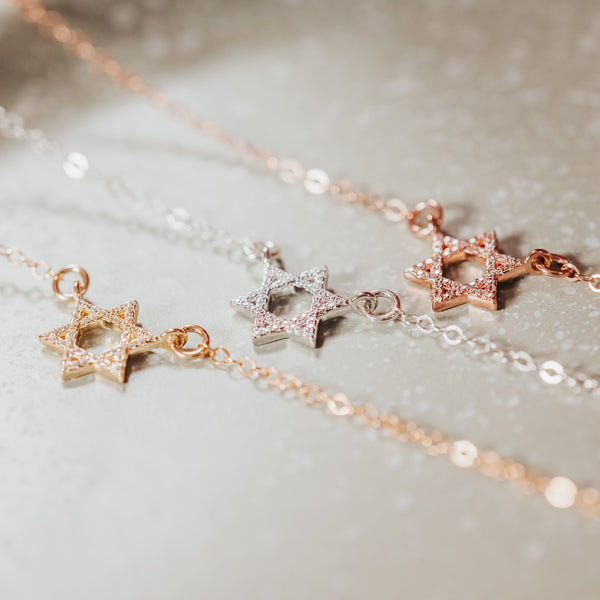 Star of David Crystal Necklace | Dainty Magen David Pendant for Her Salt and Sparkle