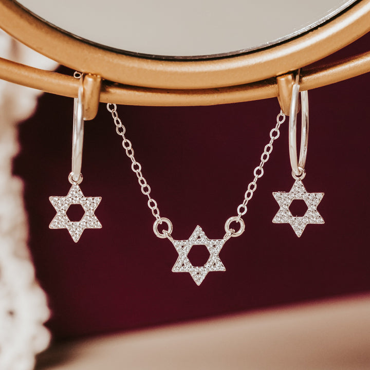 Star of David Crystal Necklace | Dainty Magen David Pendant for Her Salt and Sparkle