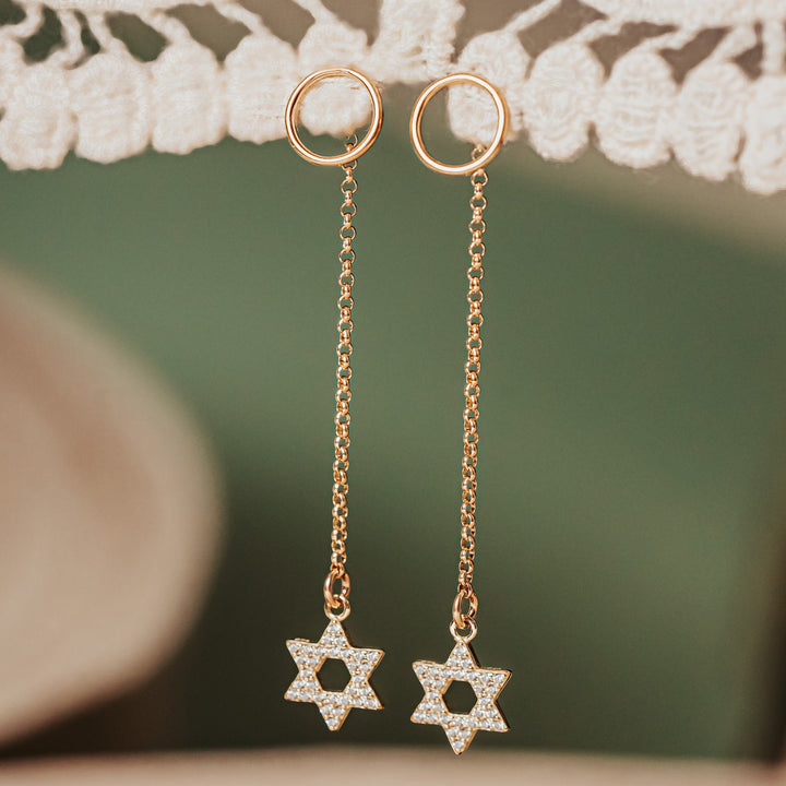 Star of David Crystal Earrings | Magen David Statement Dangle Earrings Salt and Sparkle