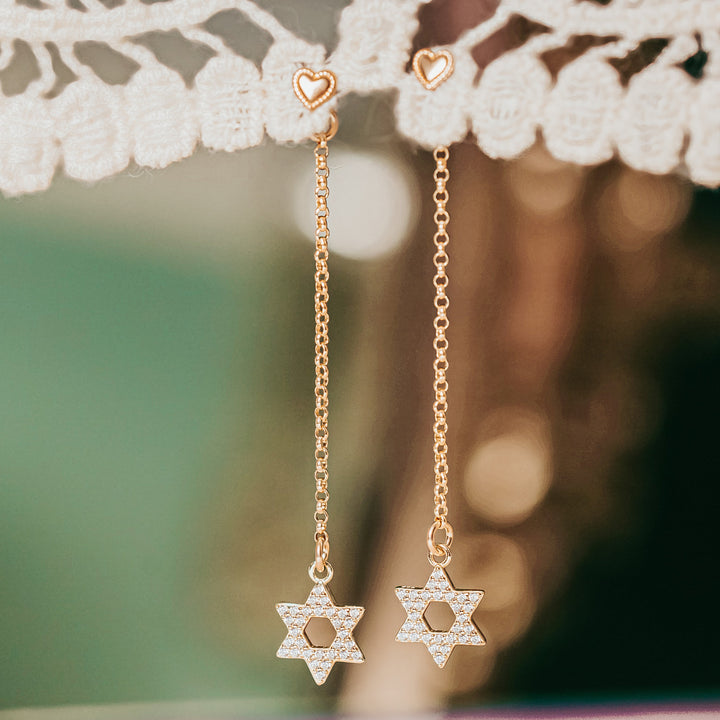 Star of David Crystal Earrings | Magen David Statement Dangle Earrings Salt and Sparkle