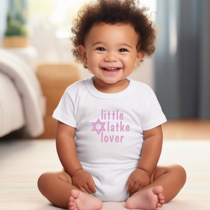 Little Latke Lover Chanukah Baby Bodysuit, Funny Hanukkah Toddler Tee Shirt, Matching Holiday Gift Sibling Shirts for Jewish Children Salt and Sparkle