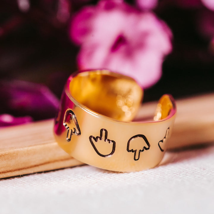 Gold Middle Finger Ring Salt and Sparkle