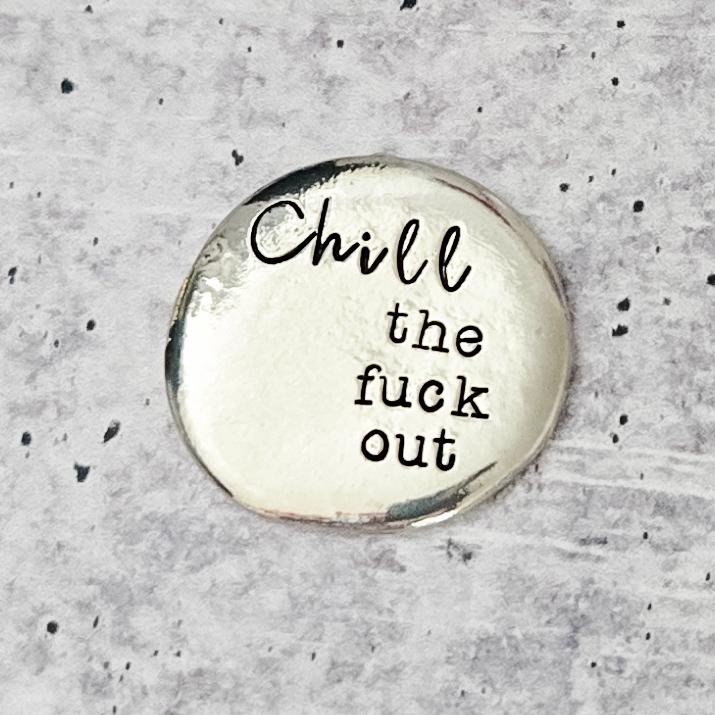 Chill the F out Worry Stone - Funny Motivational Gift Salt and Sparkle