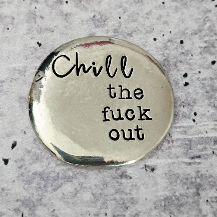 Chill the F out Worry Stone - Funny Motivational Gift Salt and Sparkle