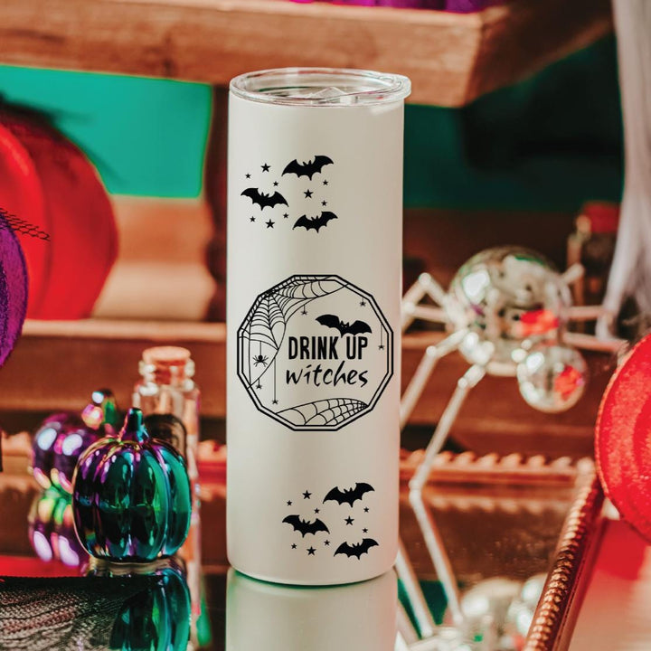 Creepy Drink up Witches Halloween Water Bottle Drink Tumbler - Bat Cup for Adults Trick or Treating Salt and Sparkle