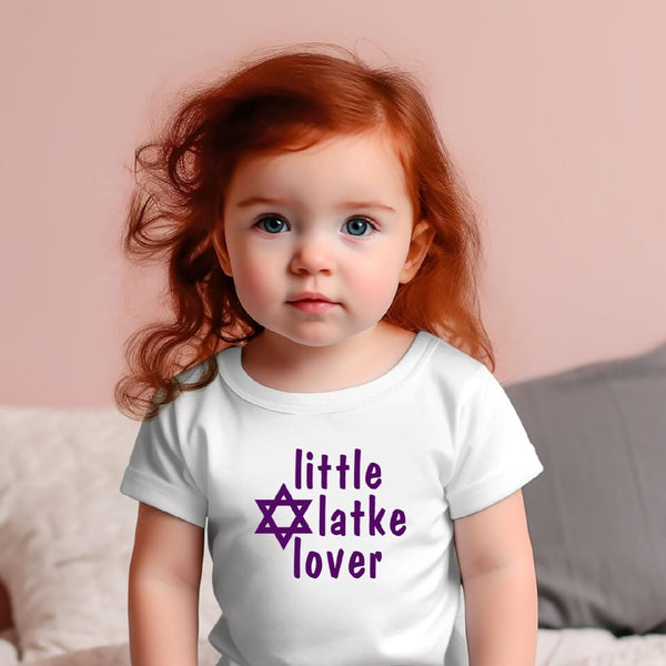 Little Latke Lover Chanukah Baby Bodysuit, Funny Hanukkah Toddler Tee Shirt, Matching Holiday Gift Sibling Shirts for Jewish Children Salt and Sparkle