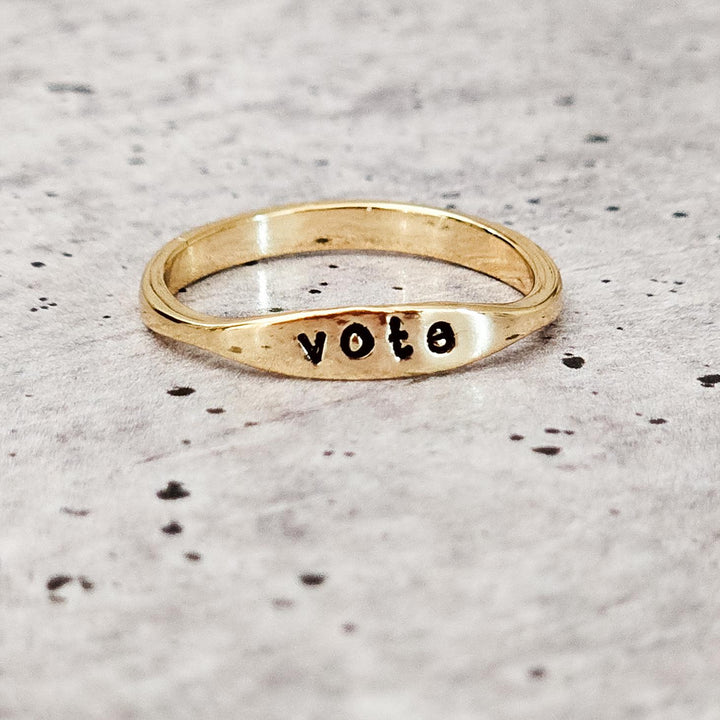 Vote Dainty Gold Ring - Silver Minimalist Jewelry for Her Salt and Sparkle