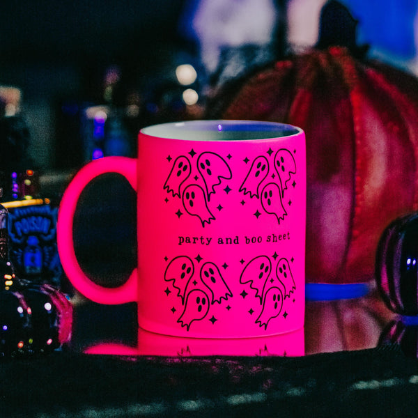 Pink Ghost Halloween Coffee Mug - Funny Fall Gift For Mom Salt and Sparkle