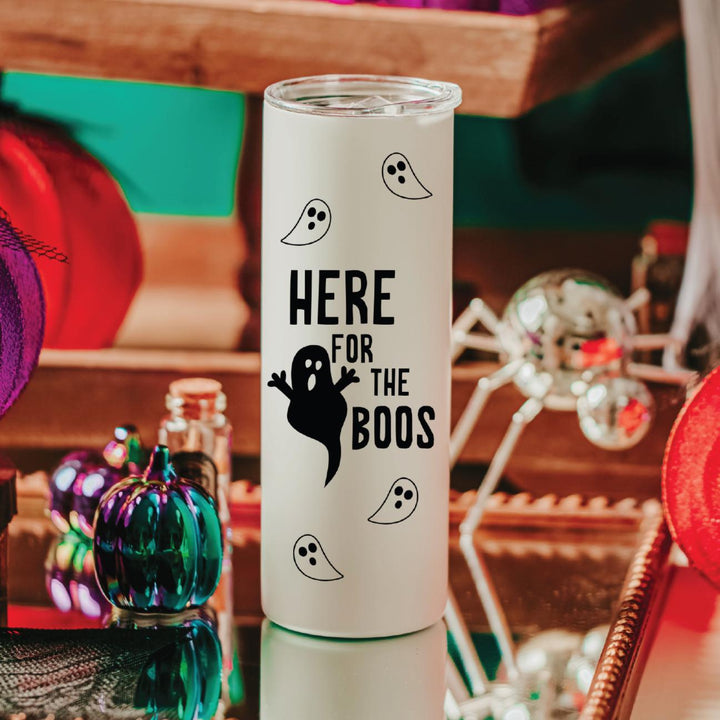 Here for the Boos Funny Glow in the Dark Halloween Tumbler Salt and Sparkle