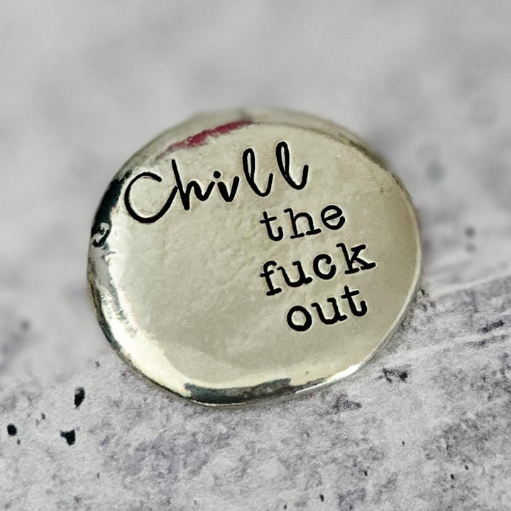 Chill the F out Worry Stone - Funny Motivational Gift Salt and Sparkle