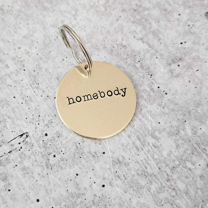 HOMEBODY Key Ring - Funny Brass Keychain Salt and Sparkle