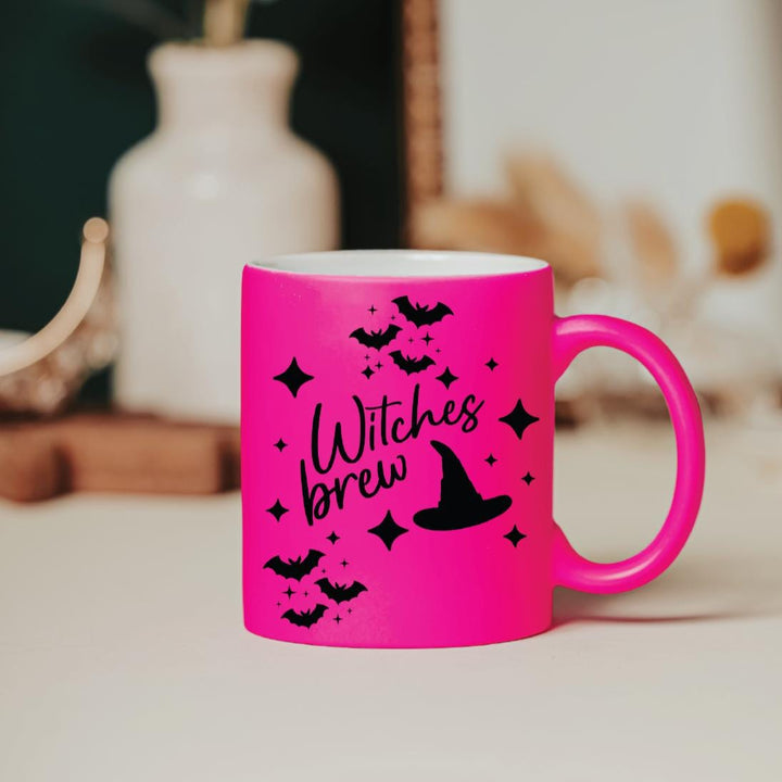 Batty Witches Brew Pink Halloween Coffee Mug - Funny Fall Gift For Mom Salt and Sparkle